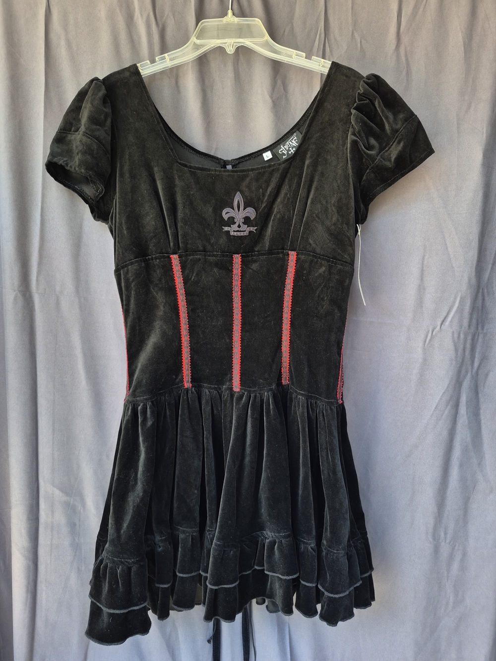 Vintage Shrine of Hollywood Black Velvet Gothic Mini Dress